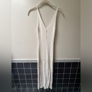 Abercrombie & Fitch White Ribbed Slip Dress